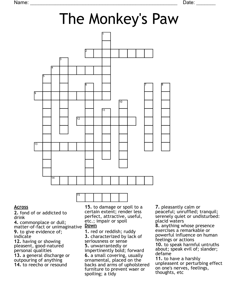 The Monkey's Paw Crossword