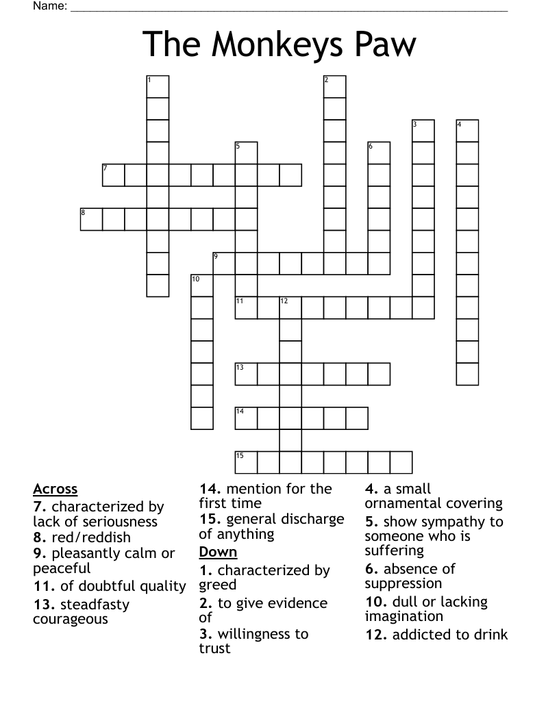 The Monkeys Paw Crossword