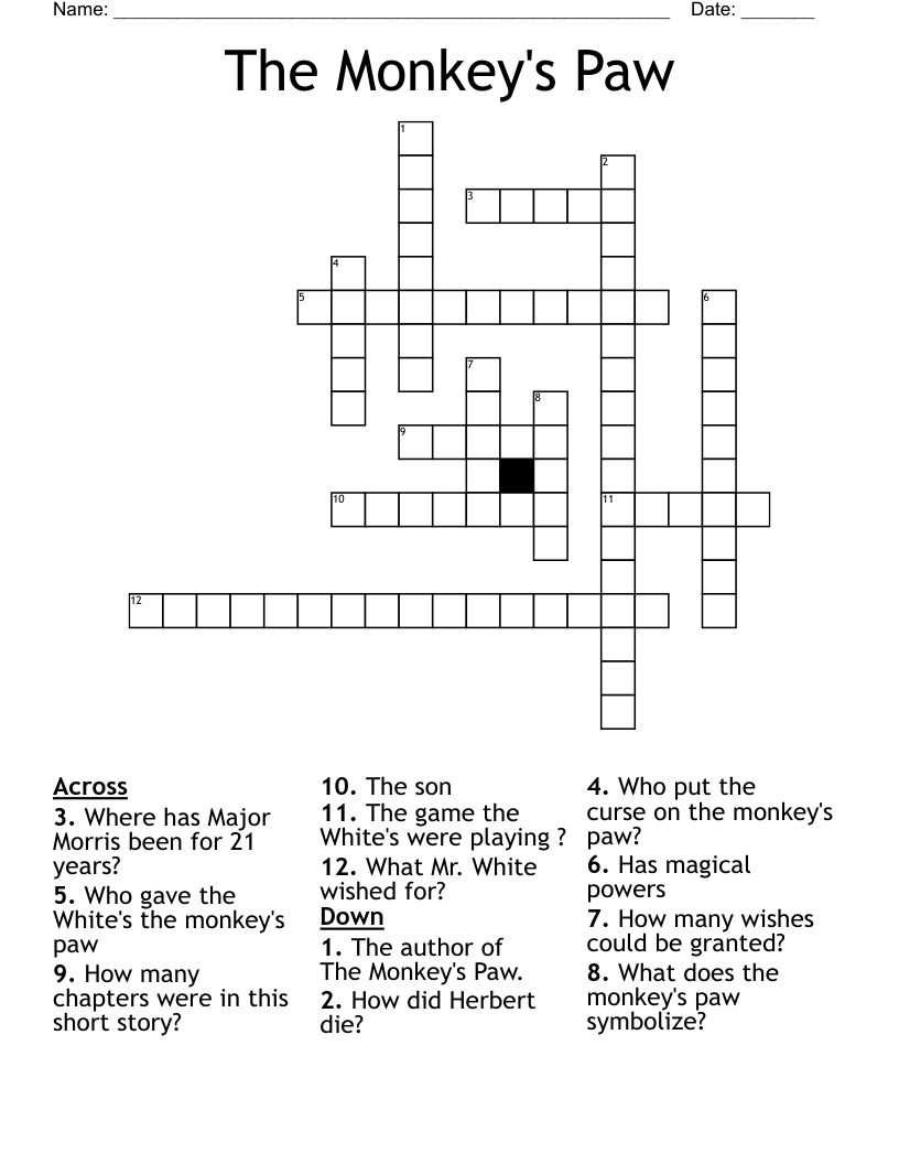 The Monkey's Paw Crossword