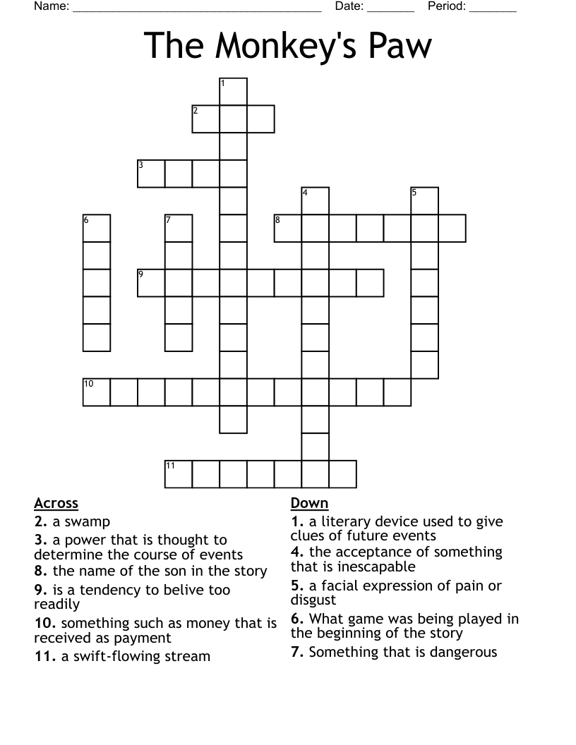 The Monkey's Paw Crossword