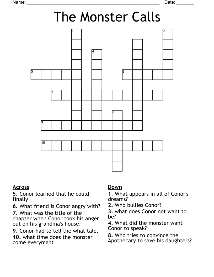 The Monster Calls Crossword