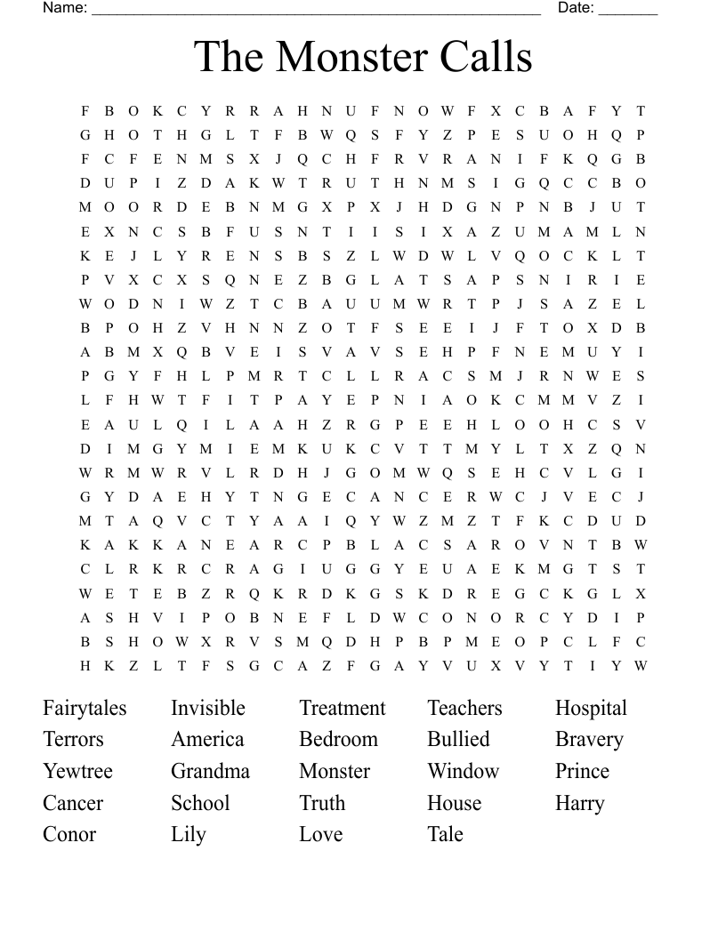 The Monster Calls Word Search