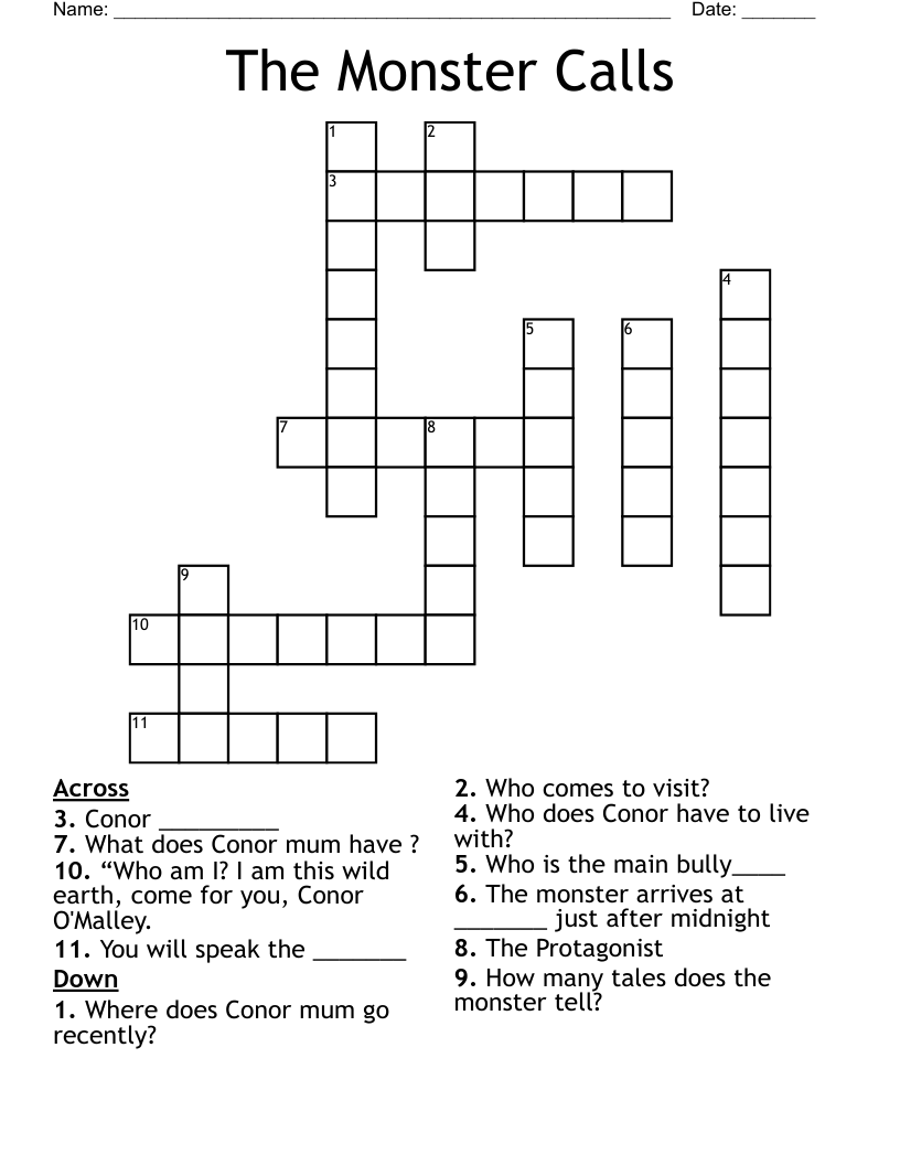 The Monster Calls Crossword
