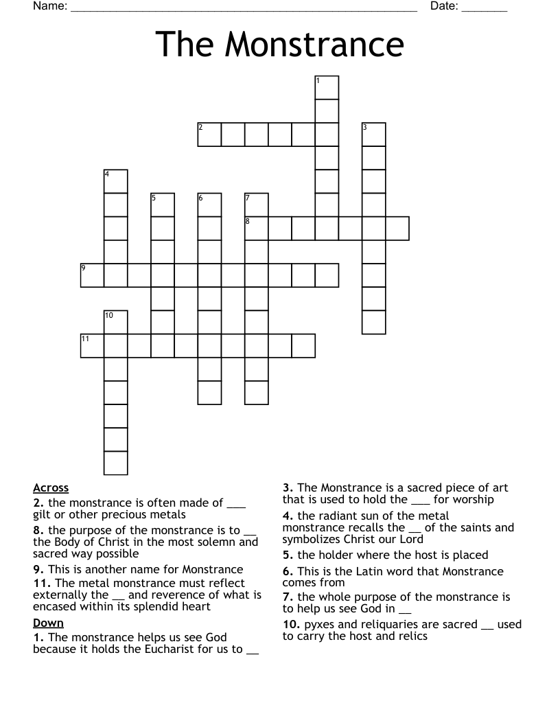 The Monstrance Crossword