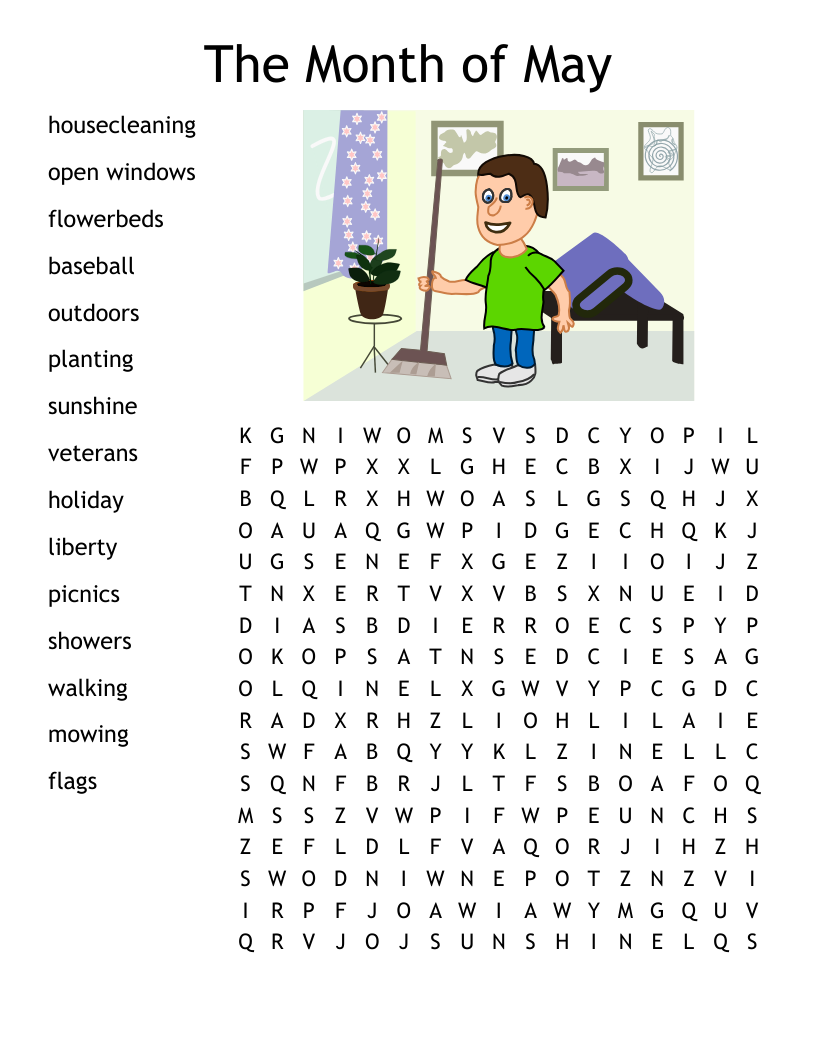 The Month of May Word Search