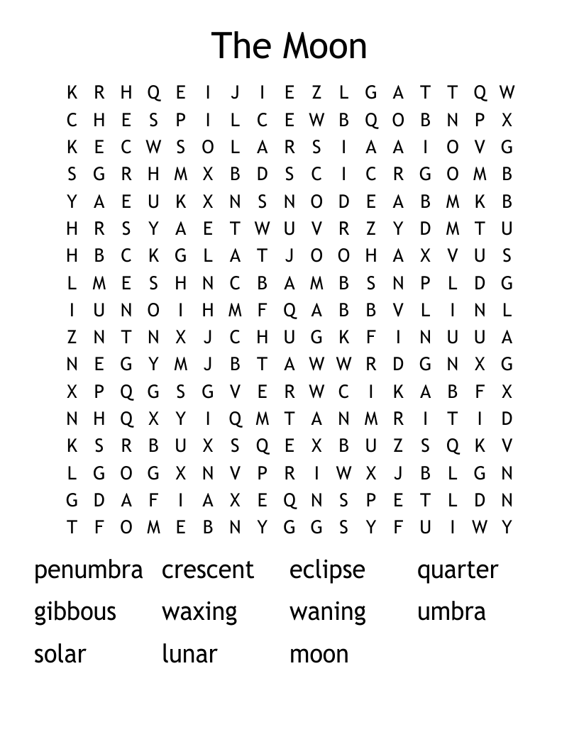 The Moon Word Search
