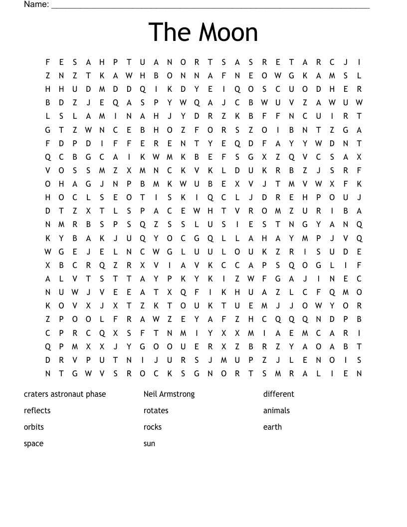 The Moon Word Search