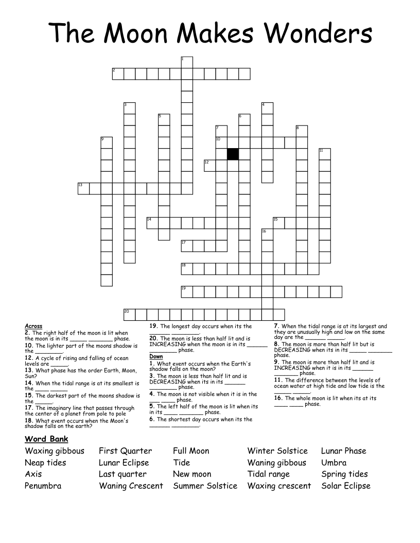 The Moon Makes Wonders Crossword