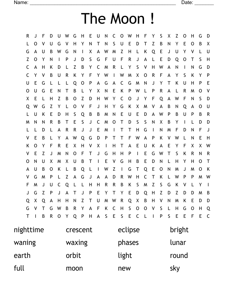 The Moon ! Word Search