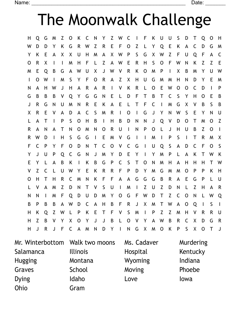 The Moonwalk Challenge Word Search