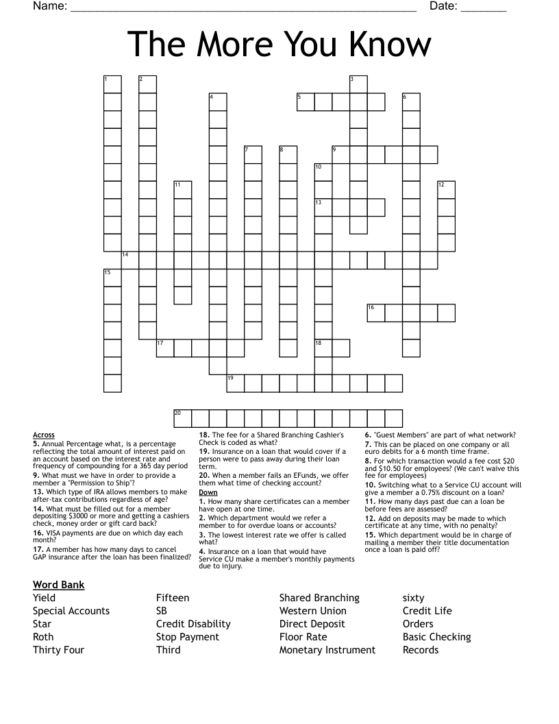 The More You Know Crossword