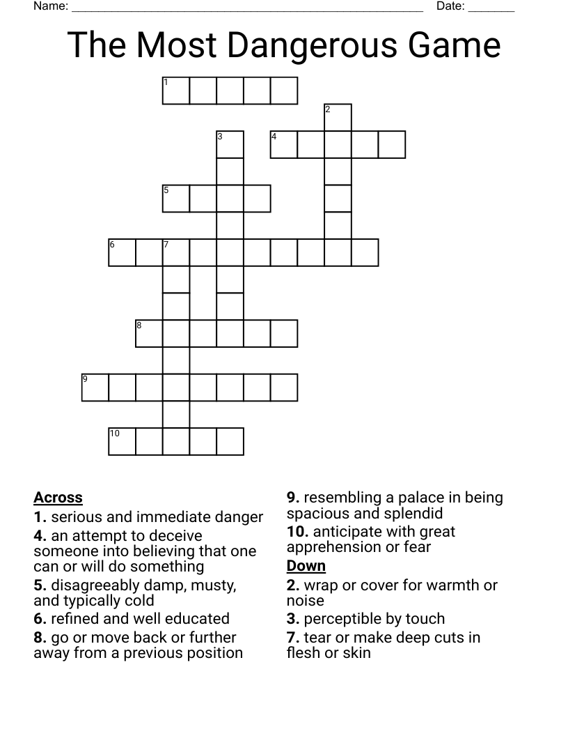 The Most Dangerous Game Crossword