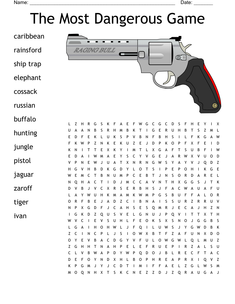 The Most Dangerous Game Word Search