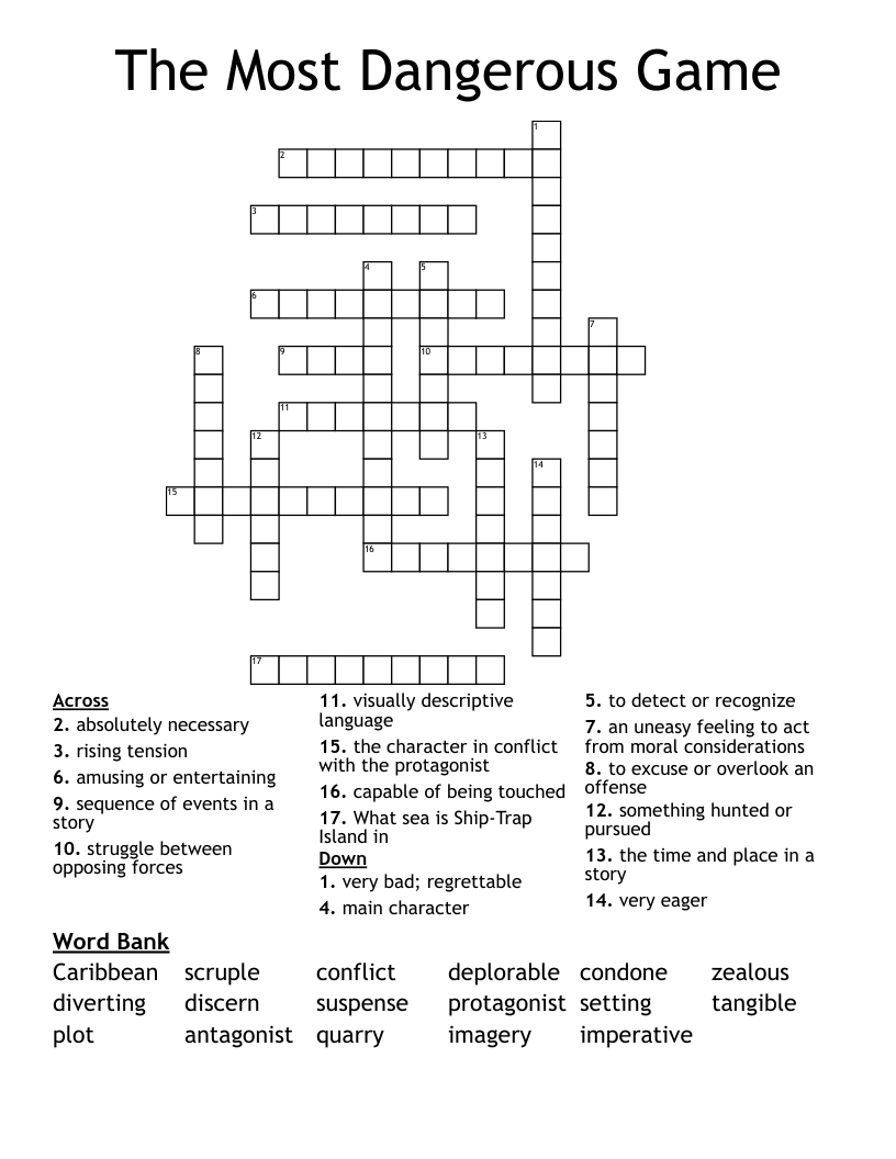 The Most Dangerous Game Crossword