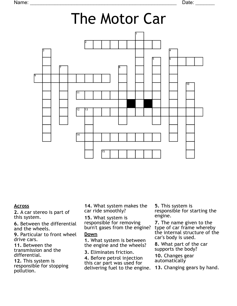 The Motor Car Crossword