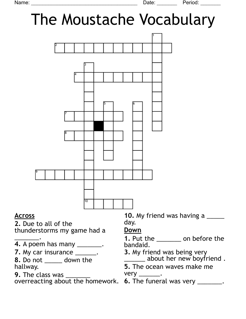 The Moustache Vocabulary  Crossword