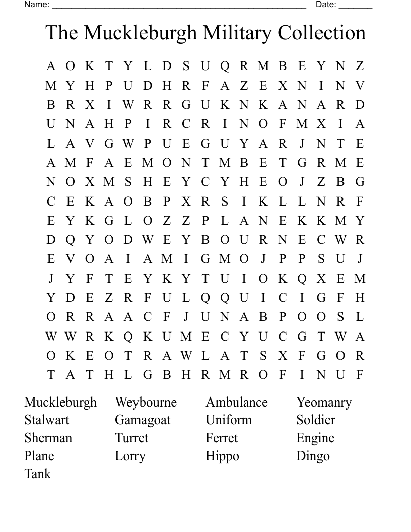 The Muckleburgh Military Collection  Word Search