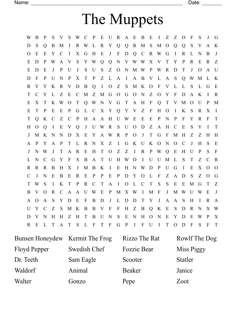 The Muppets Word Search