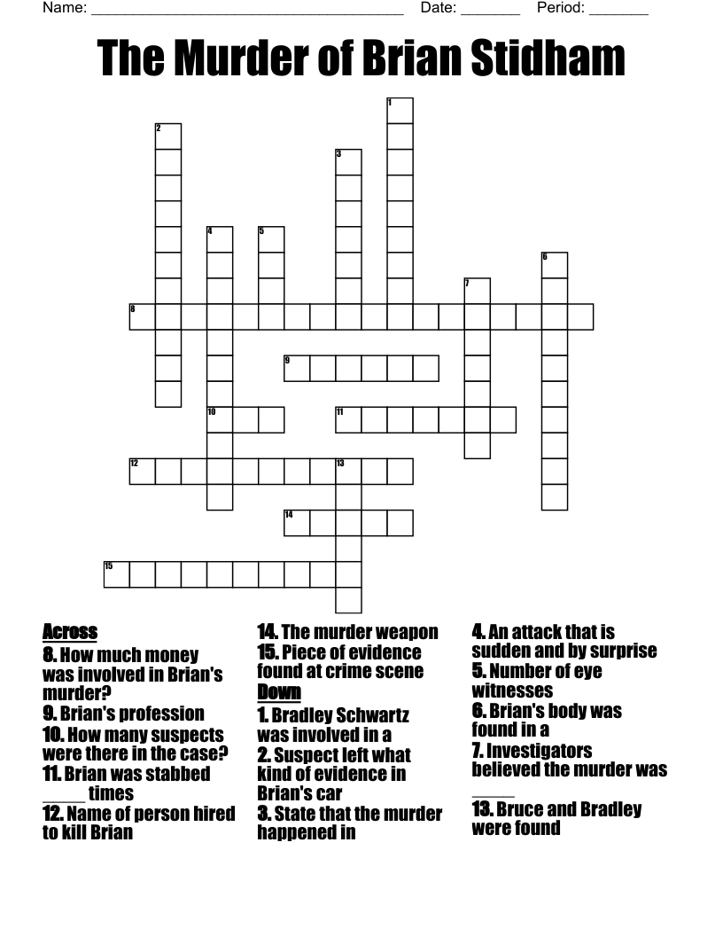 The Murder of Brian Stidham Crossword