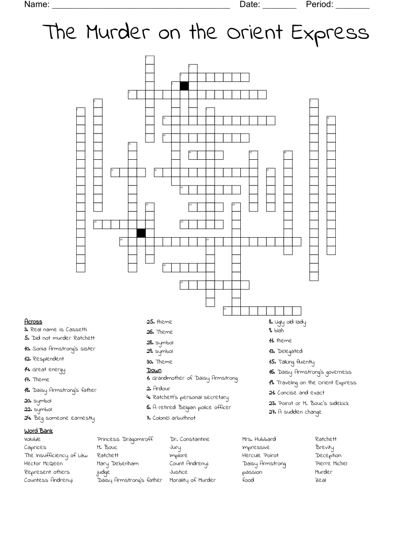 The Murder on the Orient Express Crossword