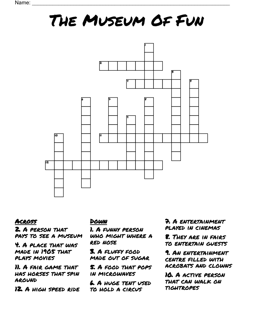 The Museum Of Fun Crossword