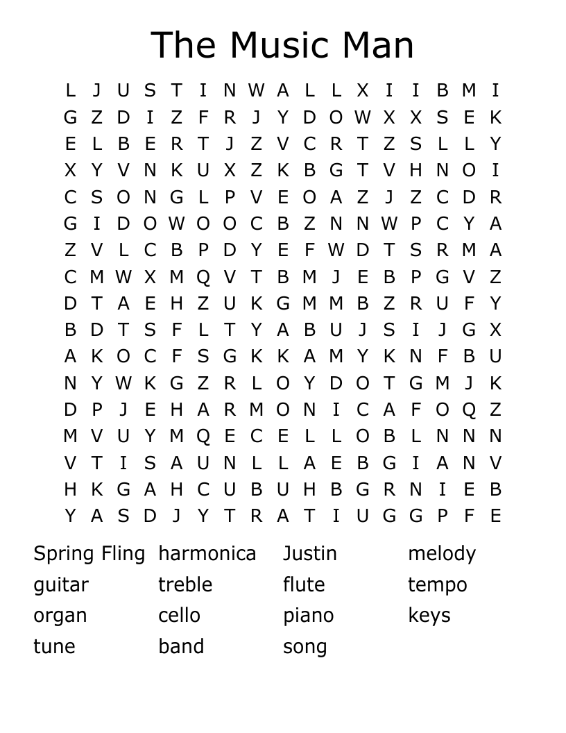 The Music Man Word Search