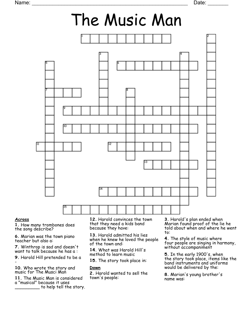 The Music Man Crossword