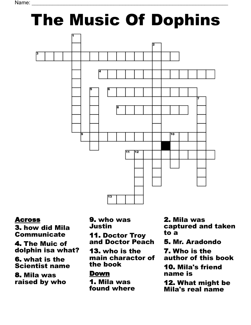 The Music Of Dophins Crossword