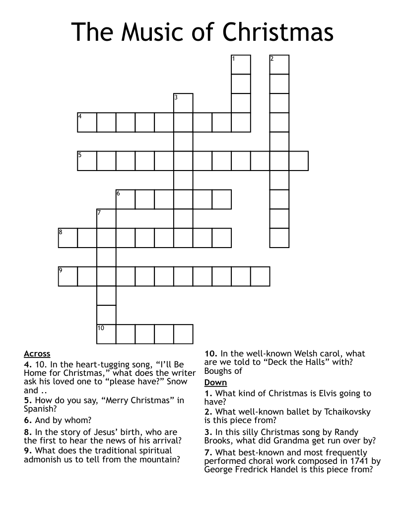 The Music of Christmas  Crossword