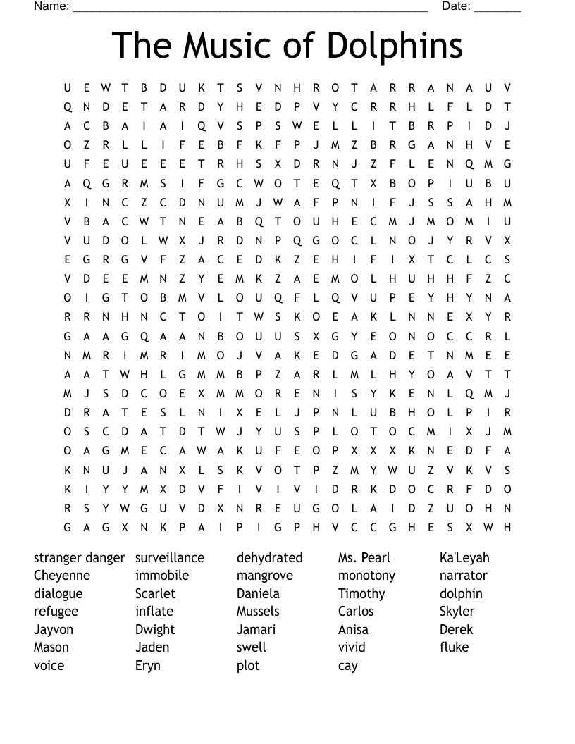 The Music of Dolphins  Word Search