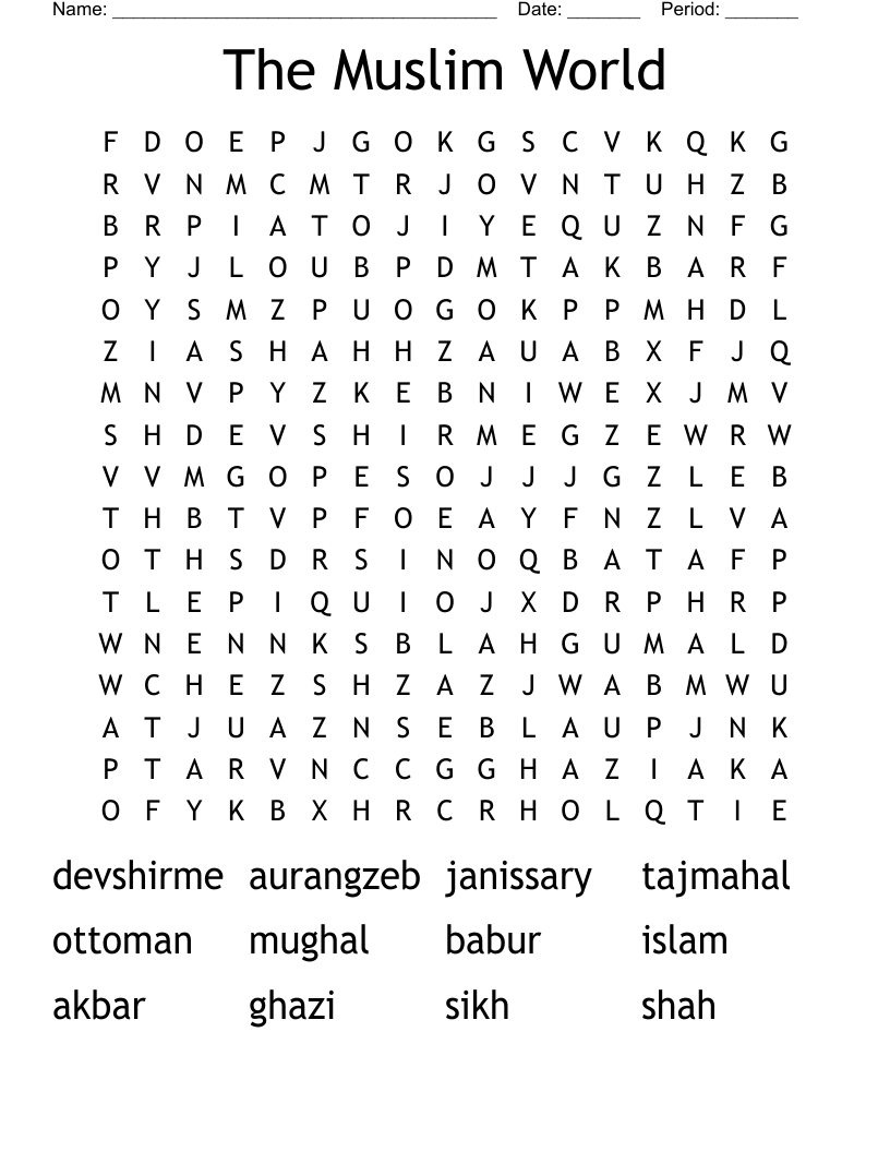 The Muslim World Word Search