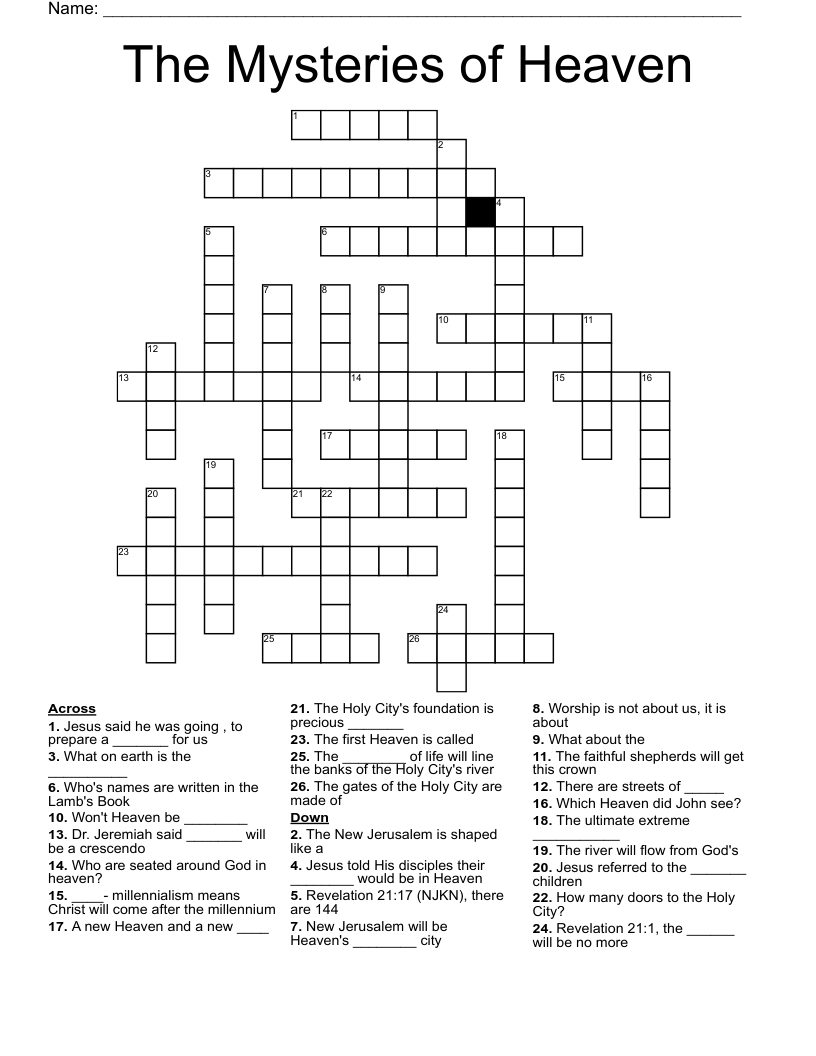 The Mysteries of Heaven Crossword