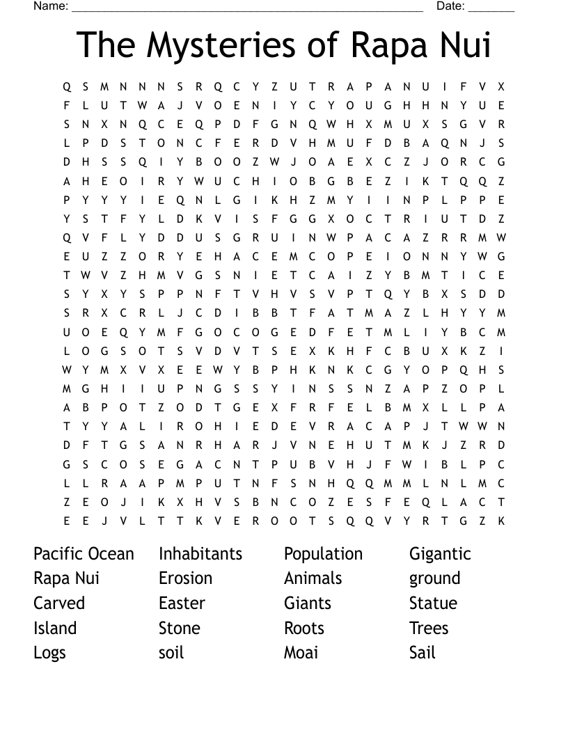 The Mysteries of Rapa Nui Word Search