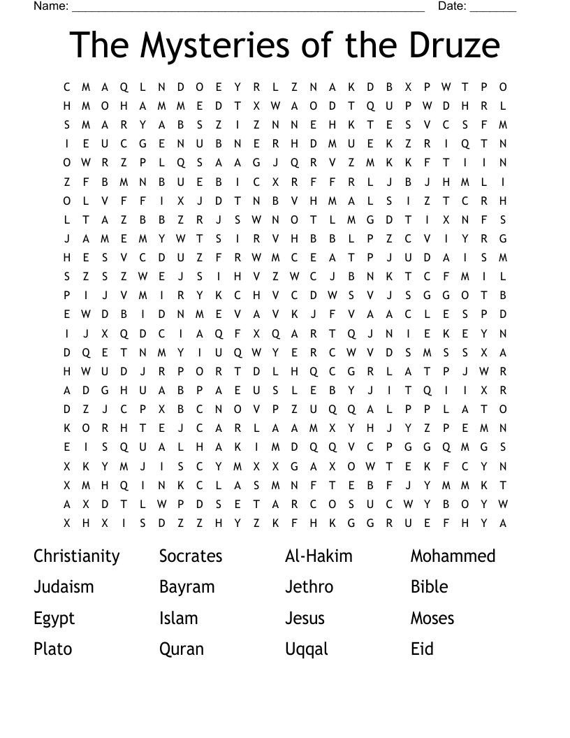 The Mysteries of the Druze  Word Search