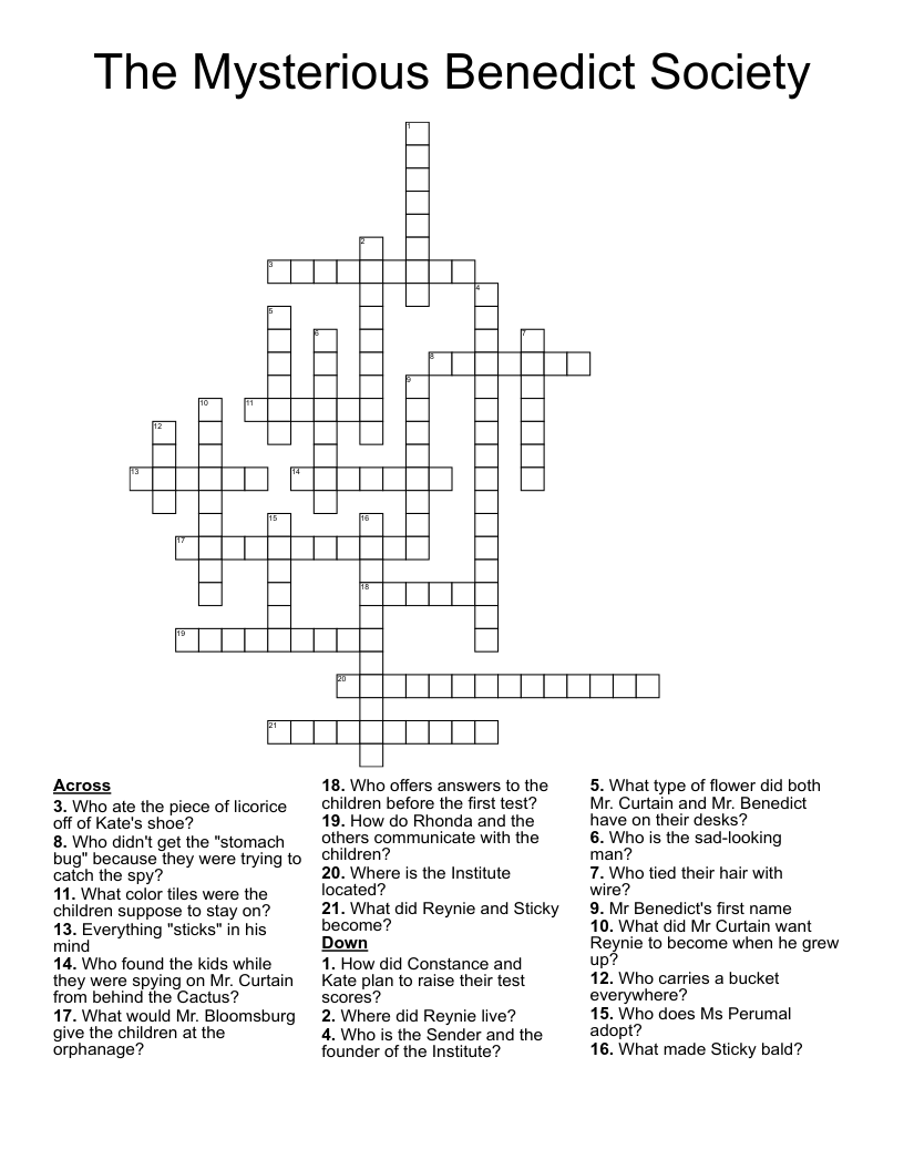 The Mysterious Benedict Society Crossword