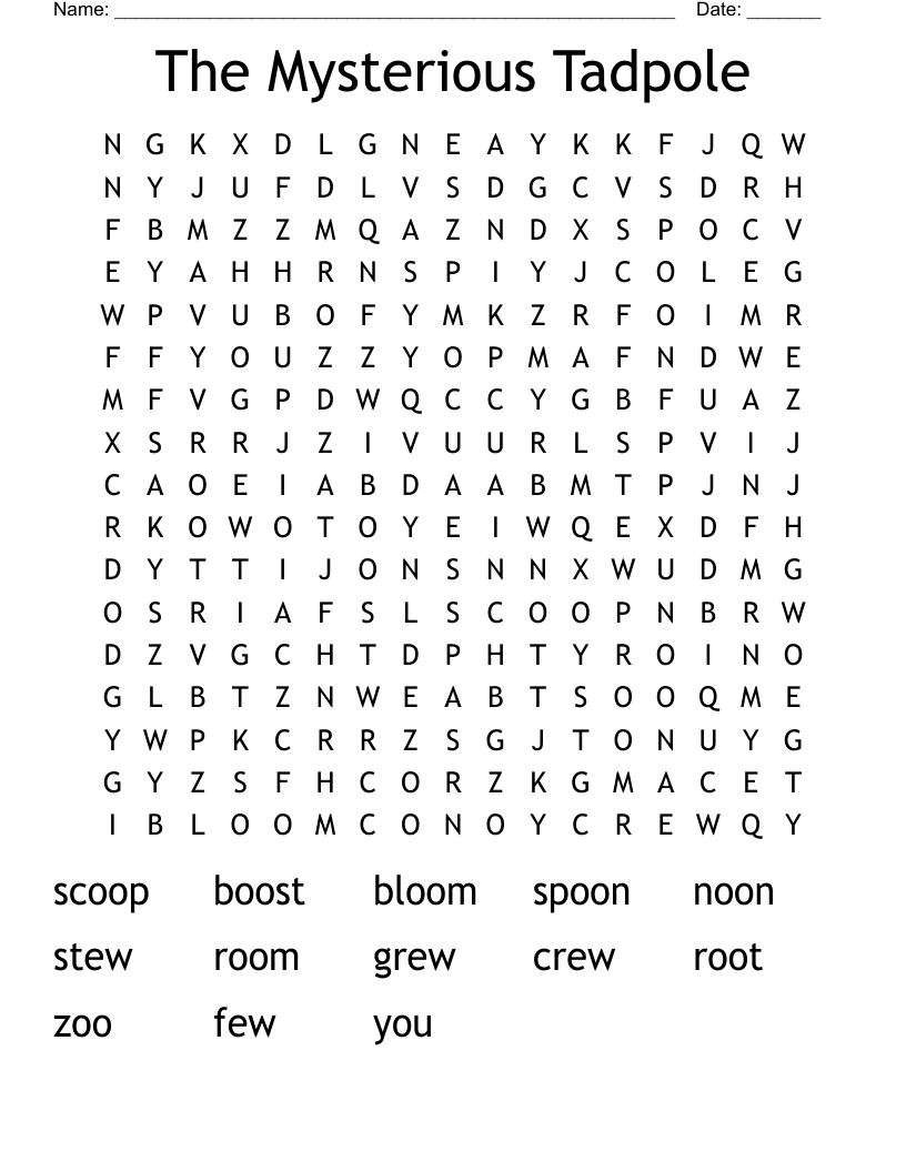 The Mysterious Tadpole Word Search