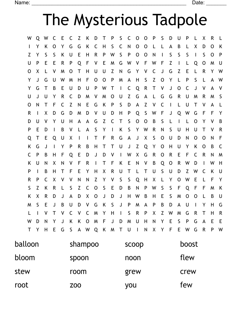 The Mysterious Tadpole Word Search