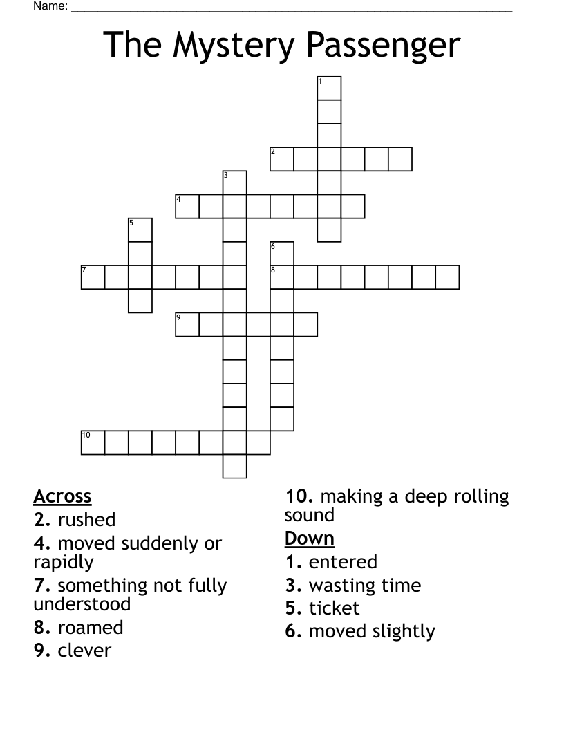 The Mystery Passenger Crossword