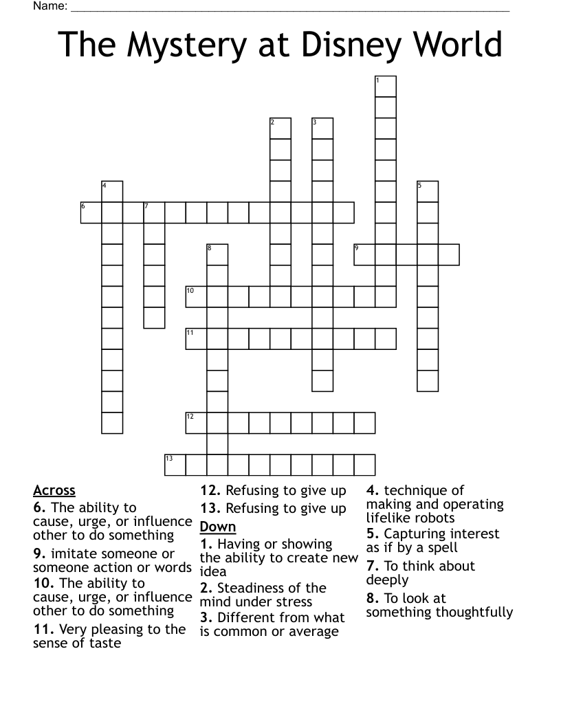 The Mystery at Disney World Crossword
