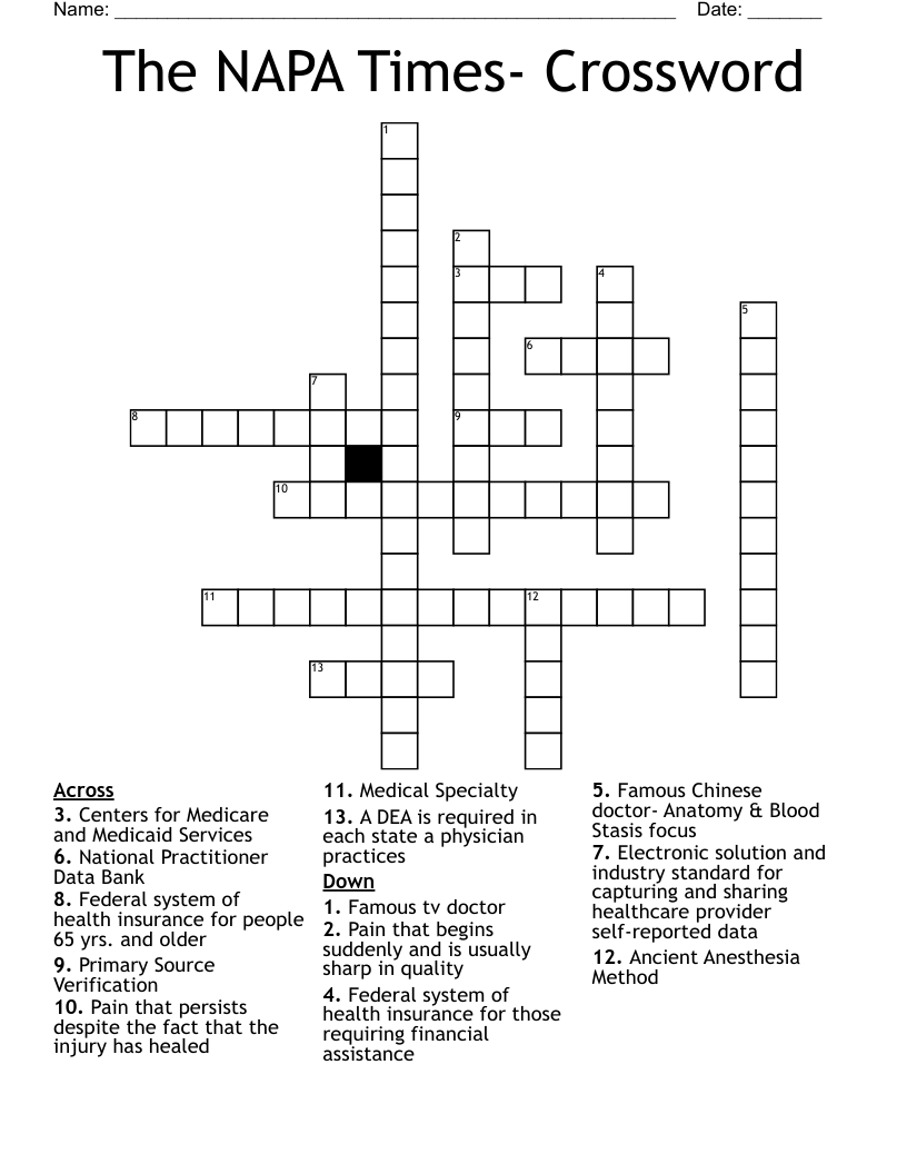 The NAPA Times- Crossword