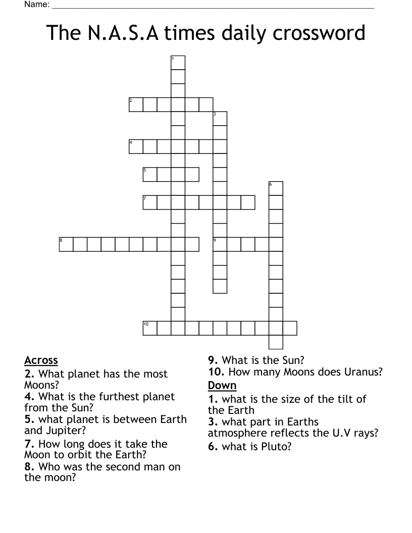 The N.A.S.A times daily crossword 
