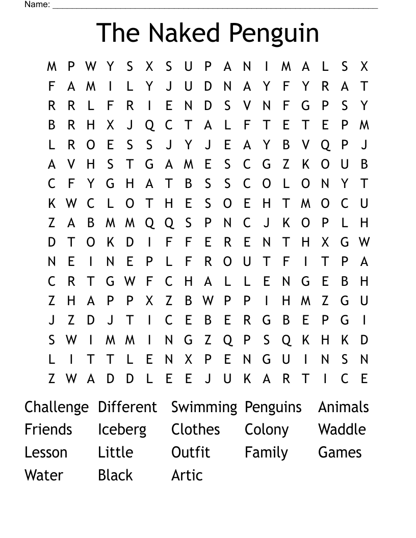 The Naked Penguin Word Search