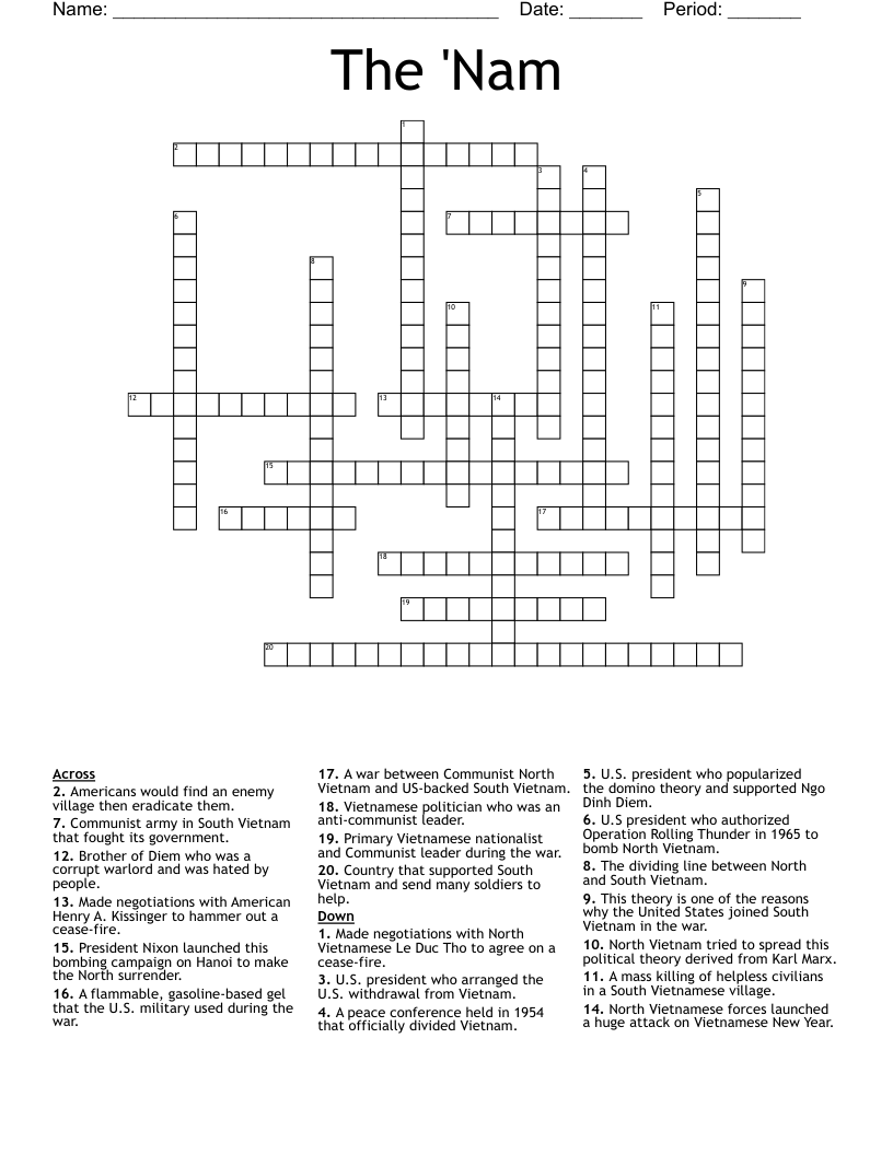The 'Nam Crossword