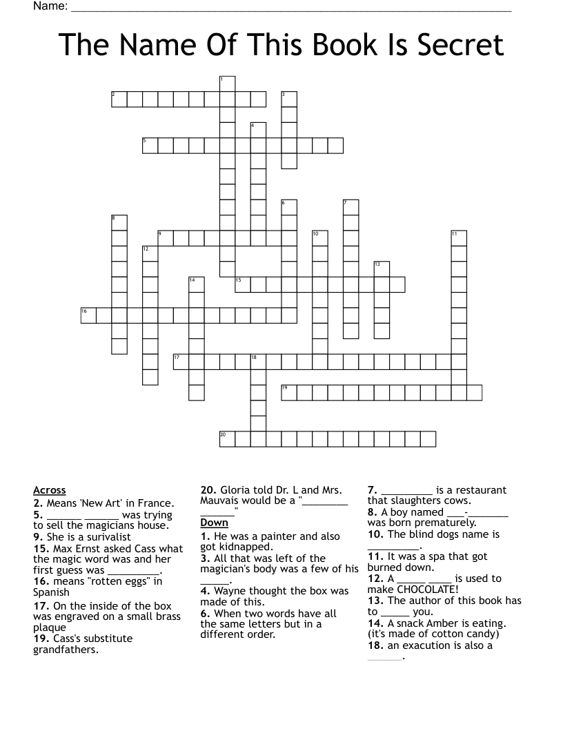 The Name Of This Book Is Secret Crossword
