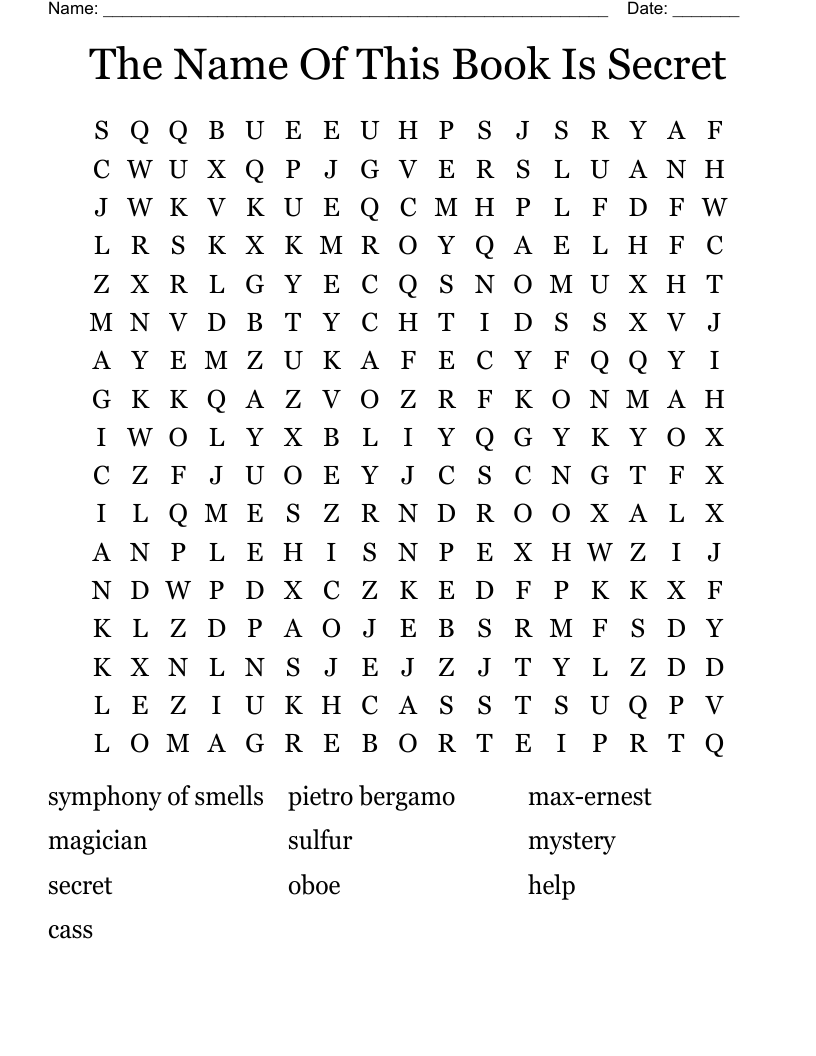 The Name Of  This Book Is Secret Word Search