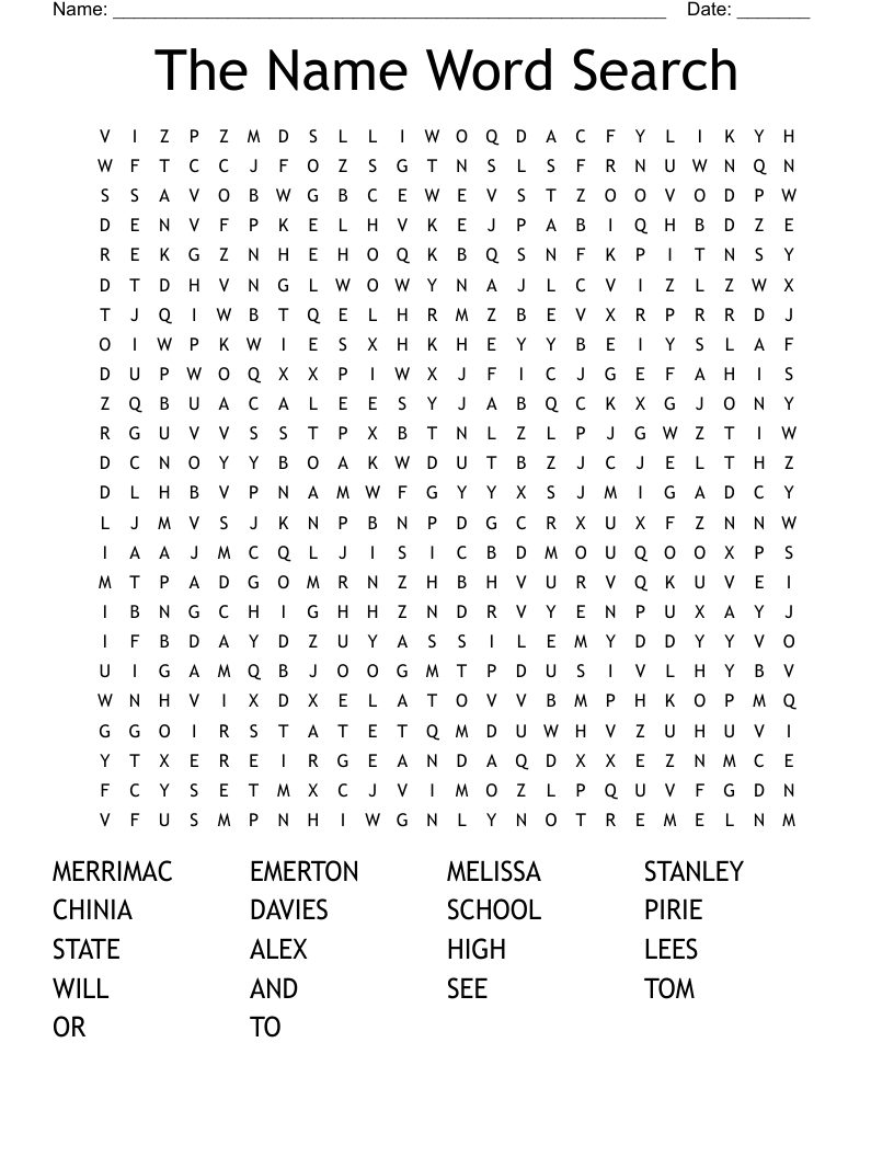 The Name Word Search