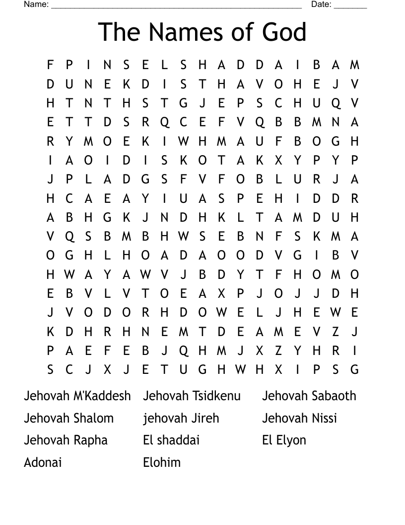 The Names of God Word Search