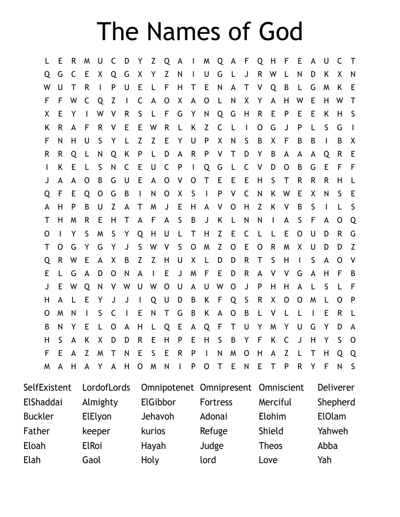 The Names of God Word Search