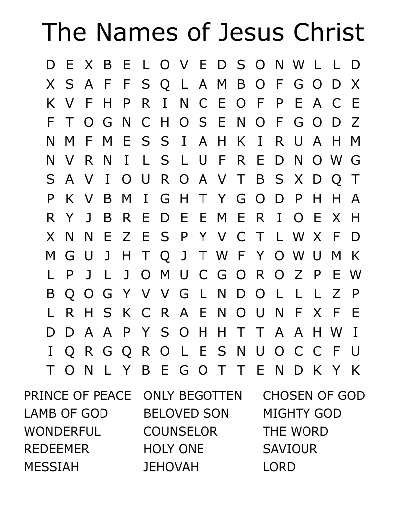 The Names of Jesus Christ Word Search