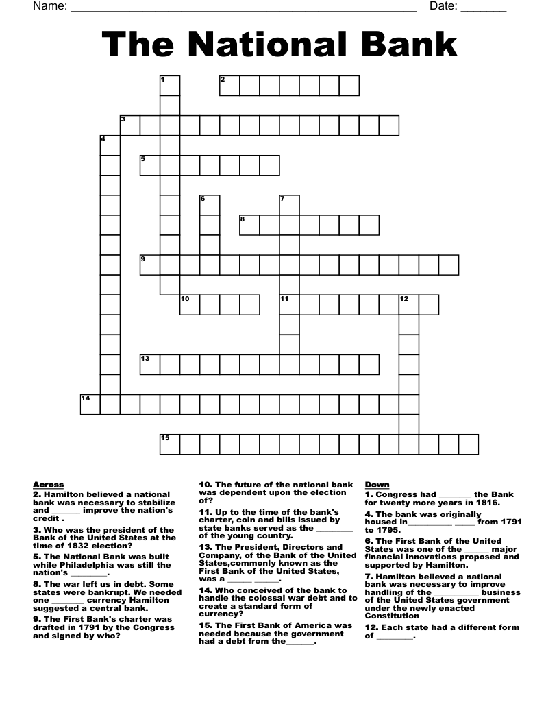 The National Bank Crossword